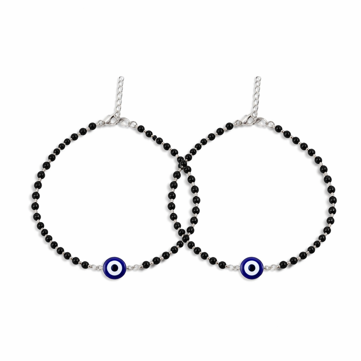 925 Silver Evil Eye Beaded Anklet for Women  Stylish Nazar Protection Anklet
