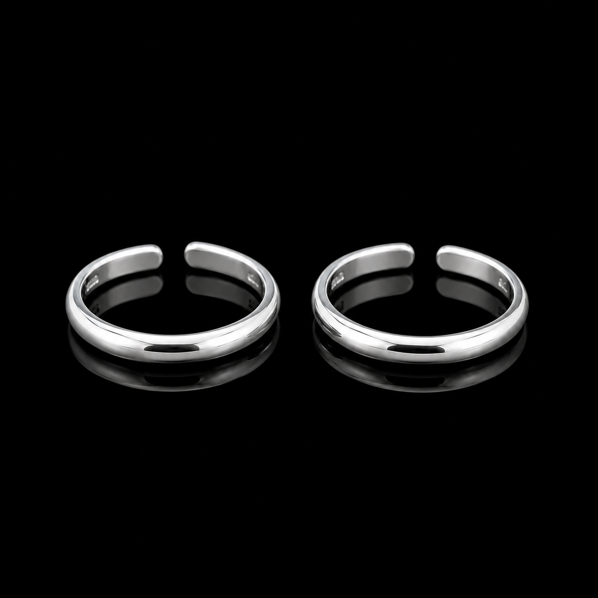 925 Sterling Silver Plain Adjustable Toe Rings for Women (Pair)