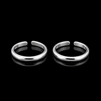 925 Sterling Silver Plain Adjustable Toe Rings for Women (Pair)