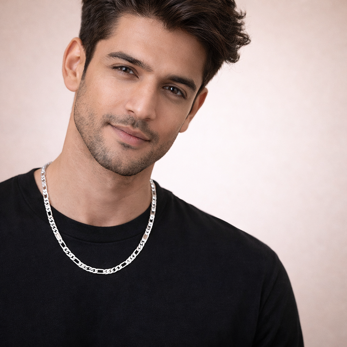 Figaro Chain Necklace 925 Sterling Silver 4.5mm - Men's