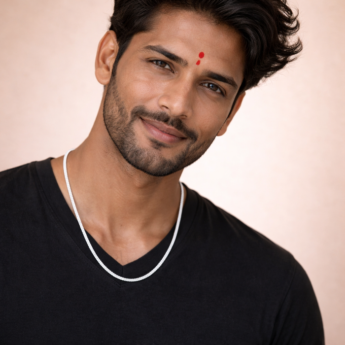 Curb Chain Necklace 925 Sterling Silver 2mm - Men's