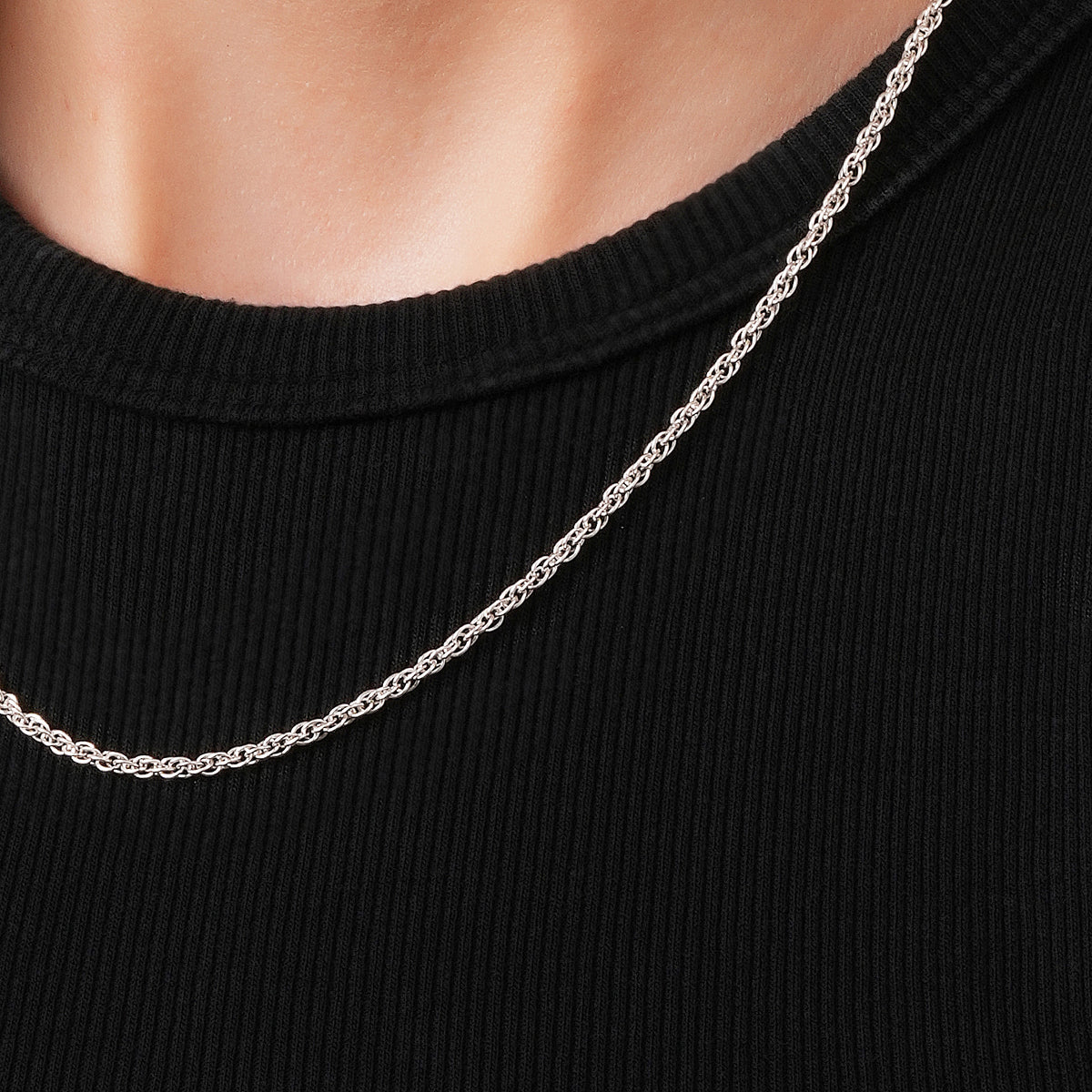 Rope Chain Necklace 925 Sterling Silver Unisex - Main Image