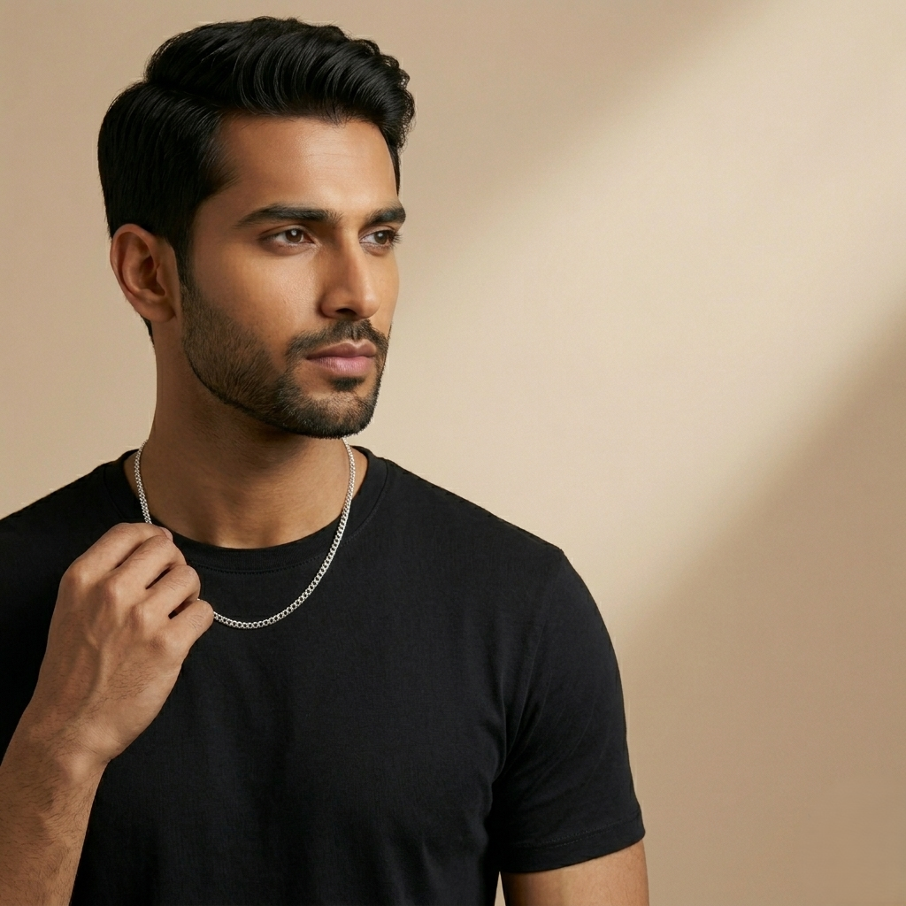 Curb Chain Necklace 925 Sterling Silver 1.2mm - Men's