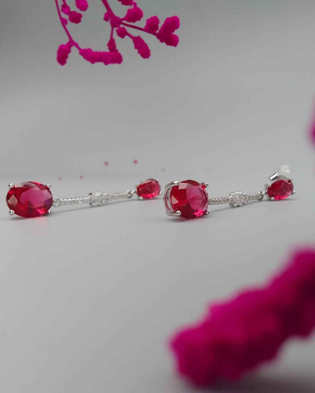 Pink Pearl Silver Chain Dangle Earrings: Embrace Feminine Sophistication