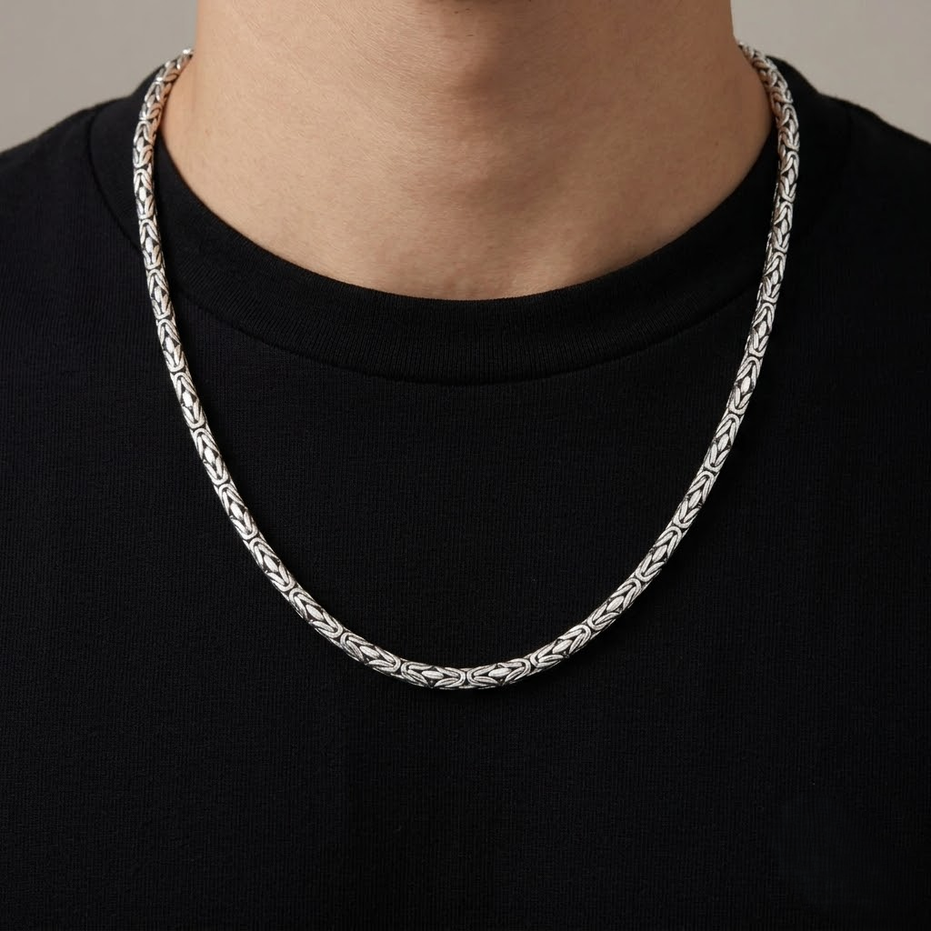 Antique Oxidized Thai Chain 925 Sterling Silver 5mm - Men's