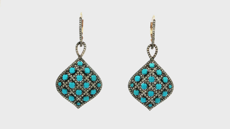 Zahra – Victorian Turquoise & Diamond Drop Earrings
