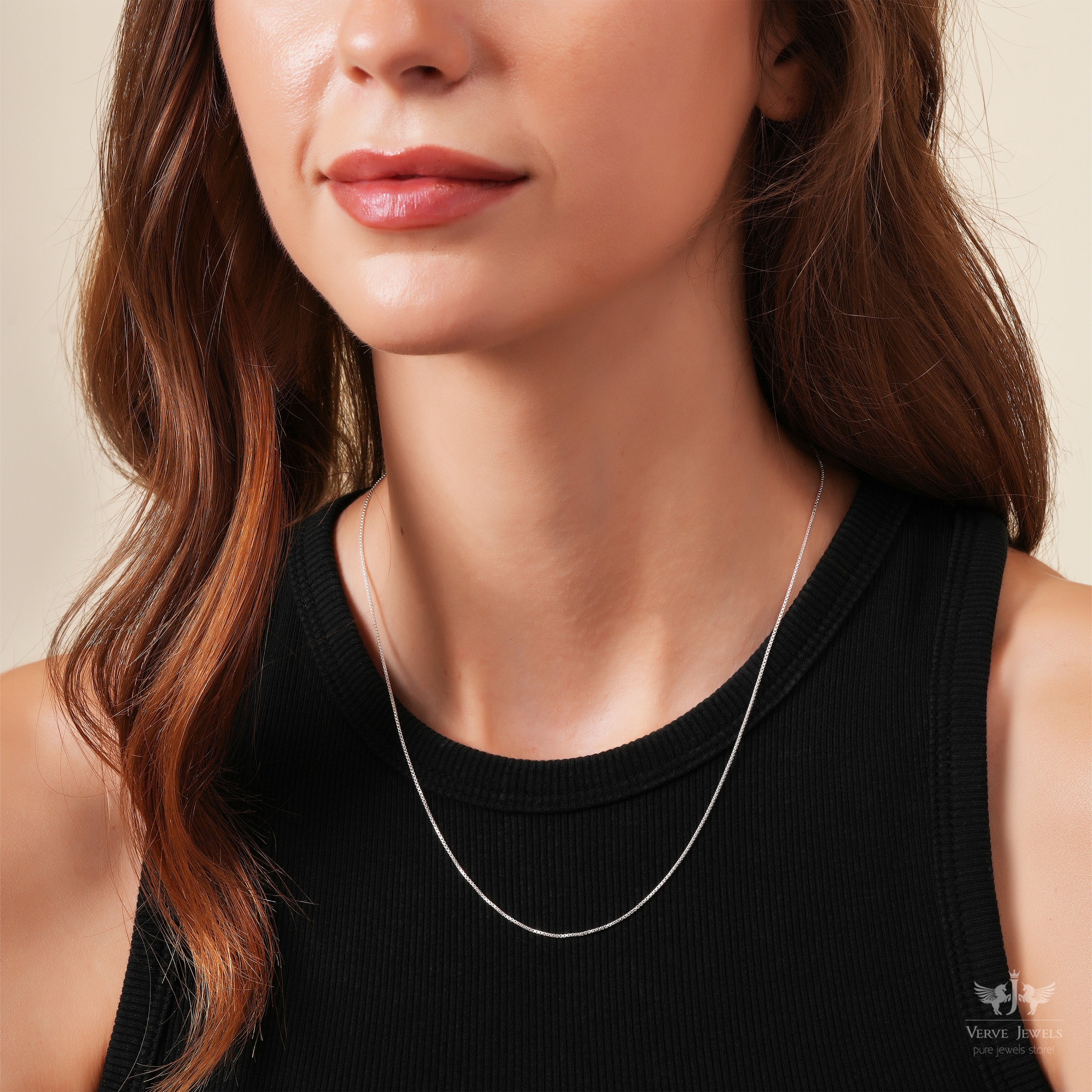 Box Chain Necklace 925 Sterling Silver 0.8mm - Unisex – VerveJewels