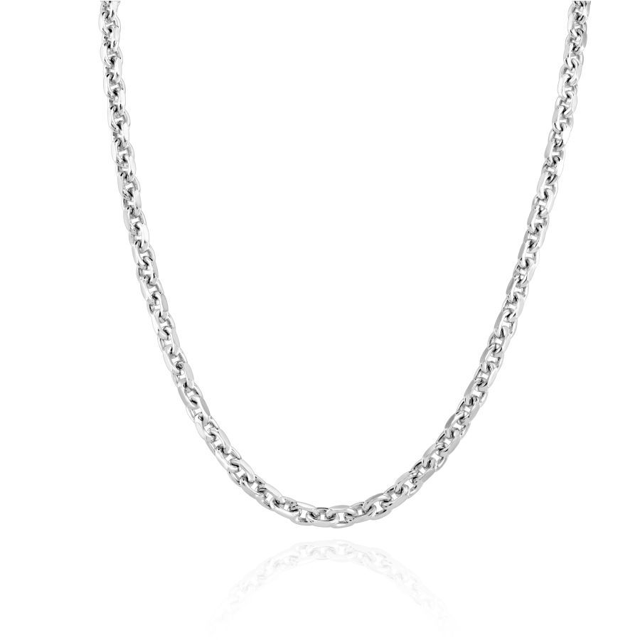 Sterling Silver 3mm Anchor Chain Necklace Diamond Cut