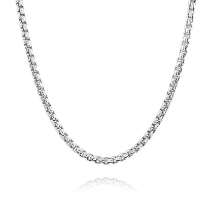 Sterling Silver 3.7mm Rounded Box Chain Necklace Thick