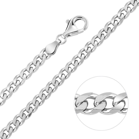 Sterling Silver 4.3mm Diamond Cut Curb Chain Necklace