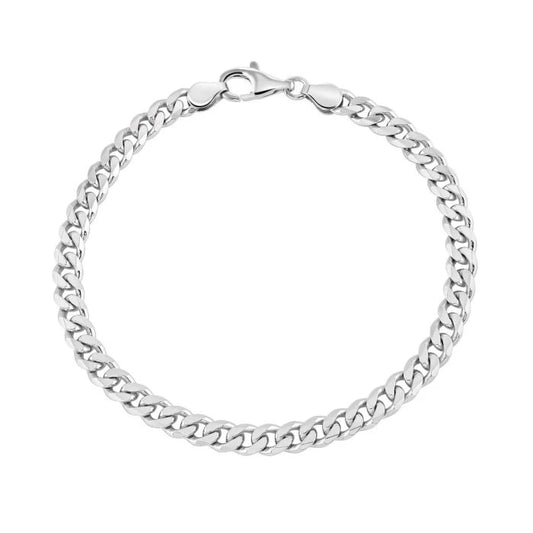 Sterling Silver 5.4mm Diamond Cut Curb Link Bracelet