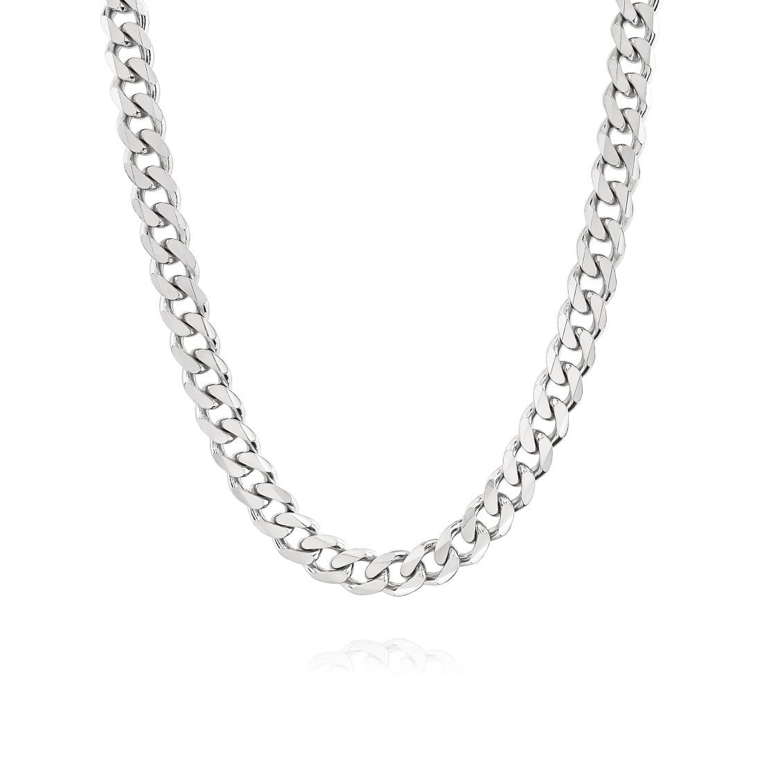 Sterling Silver 9.3mm Diamond Cut Curb Chain Necklace Heavy