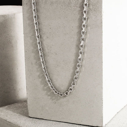 Sterling Silver 3.5mm Anchor Chain Necklace Diamond Cut