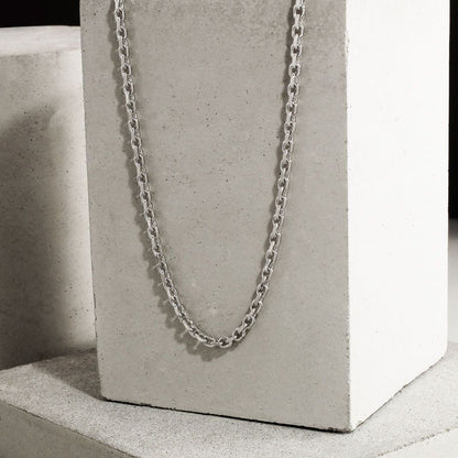 Sterling Silver 3mm Anchor Chain Necklace Diamond Cut