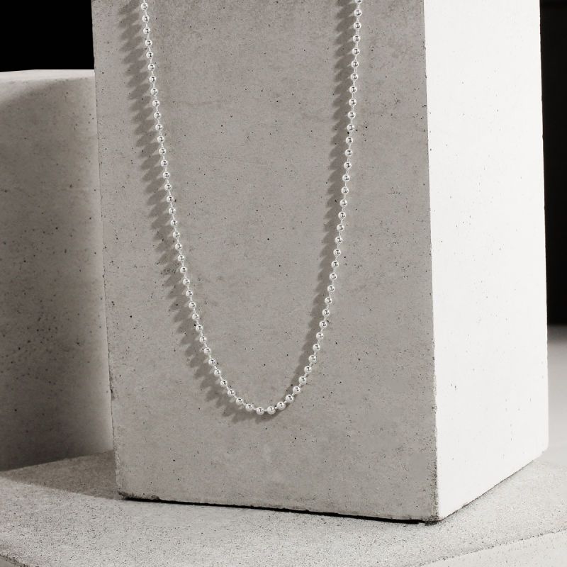Sterling Silver 2mm Ball Bead Chain Necklace