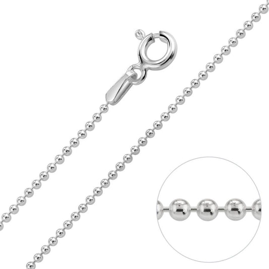 Sterling Silver 1.2mm Ball Bead Chain Necklace