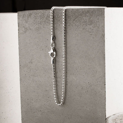 Sterling Silver 2mm Rounded Box Chain Necklace
