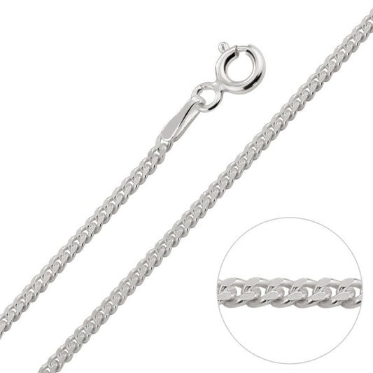 Sterling Silver 1.8mm Diamond Cut Curb Chain Necklace