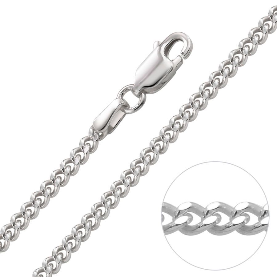 Sterling Silver 2.4mm Diamond Cut Curb Chain Necklace