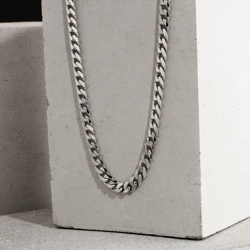 Sterling Silver 5.4mm Diamond Cut Curb Chain Necklace
