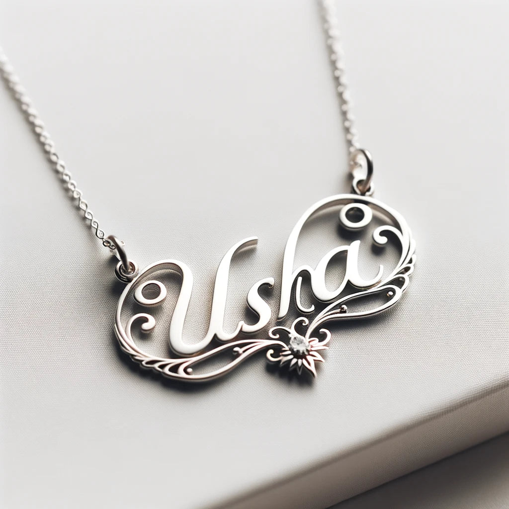 Usha Name Pendant Necklace in Premium Sterling Silver 925