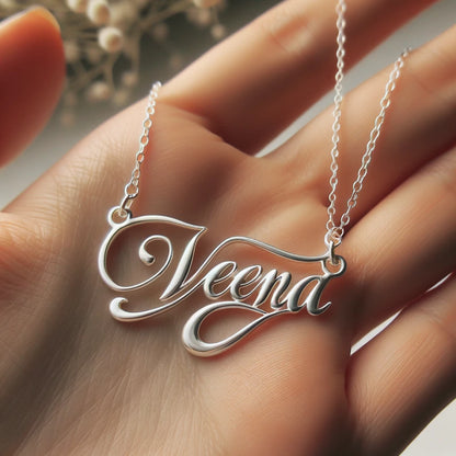Veena Name Pendant Necklace in Premium Sterling Silver 925