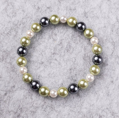Black Jade Pearl & Grey Jasper Bead Bracelets Combo