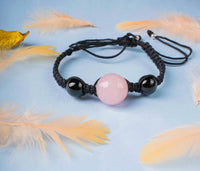 Beaded Black and Pink Turquoise Cord Bracelet 1