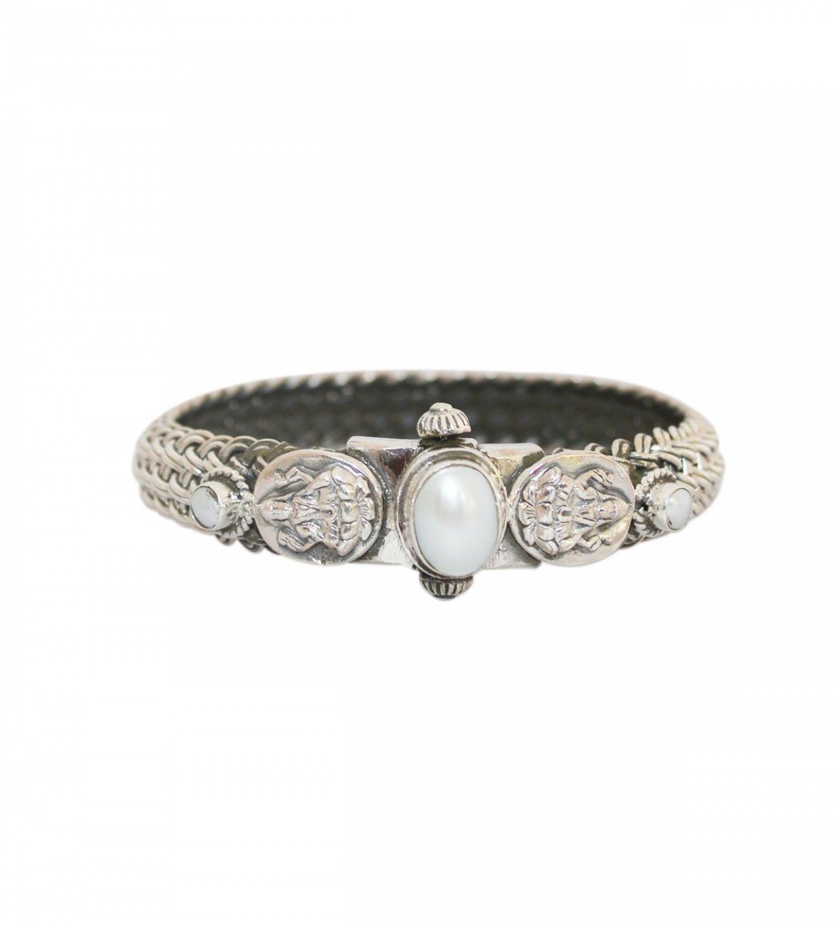 Devi Maa Laxmi Silver Bangle - VerveJewels