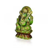 God Idols Crafted with Green Jade Stone Lord Ganesha Idol