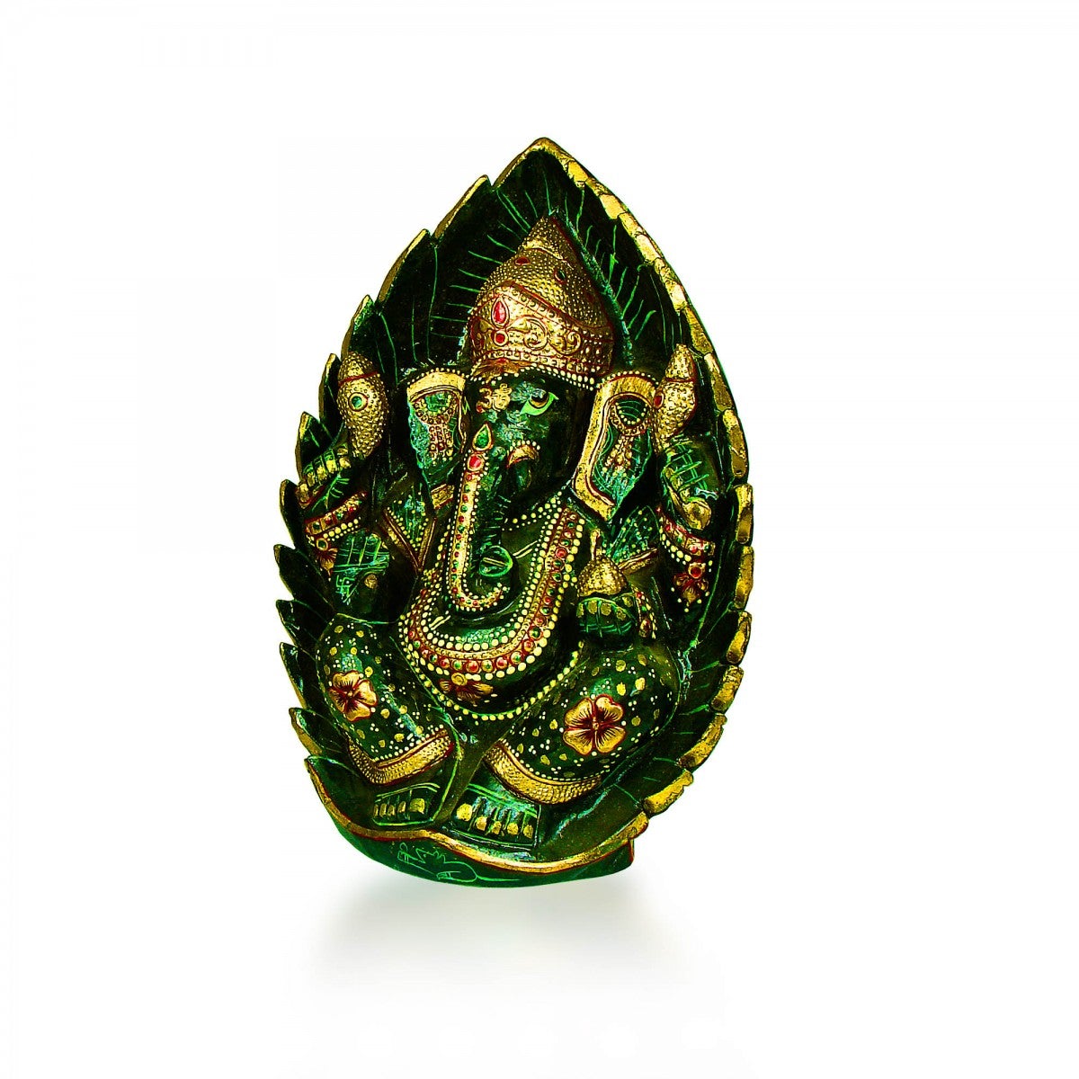 God Idols Creative Idol of Lord Ganesha Carved on Dark Green Jade Stone Image 1