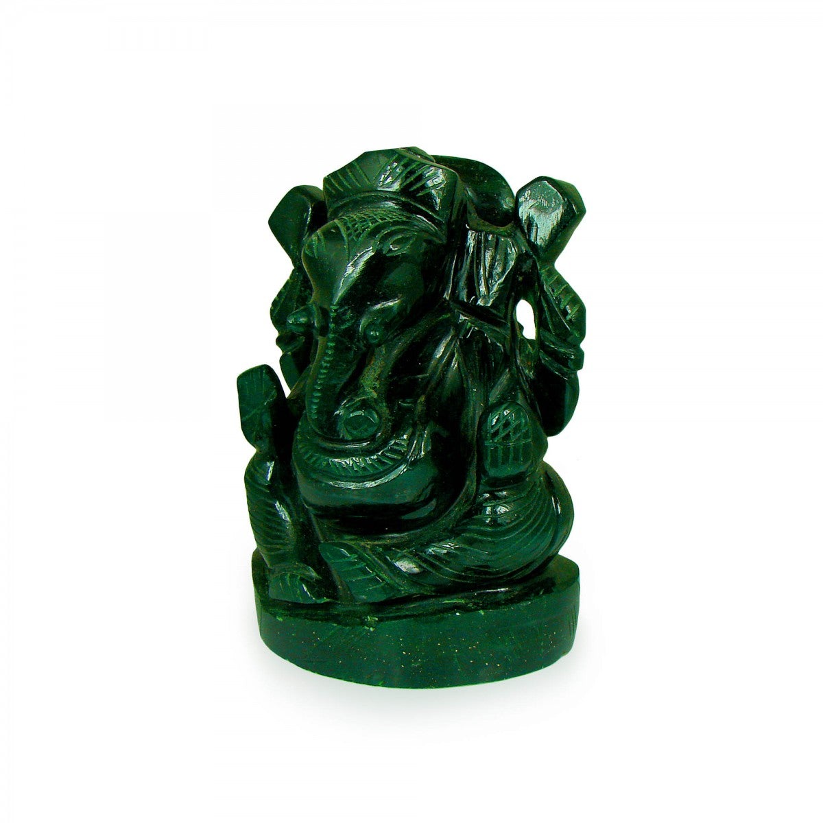 God Idols Dark Green Jade Stone Idol of Lord Ganeshaa Image 1