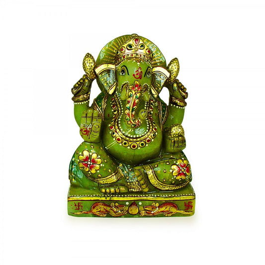 God Idols Durable Green Jade Stoned God Ganesha’s Statue Image 2