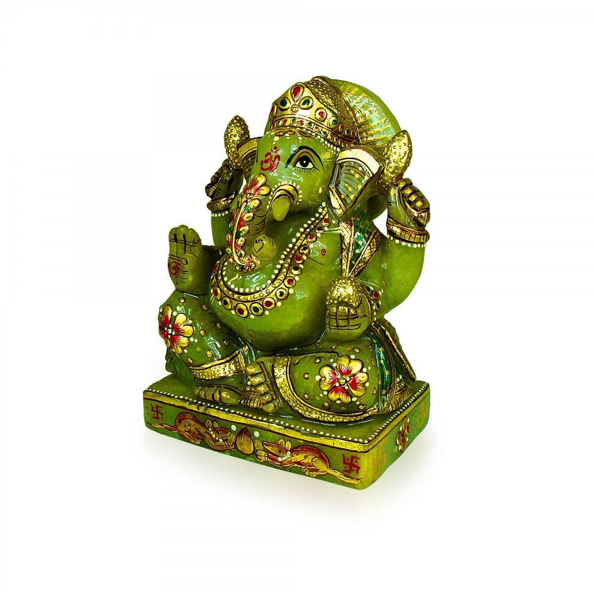 God Idols Durable Green Jade Stoned God Ganesha’s Statue