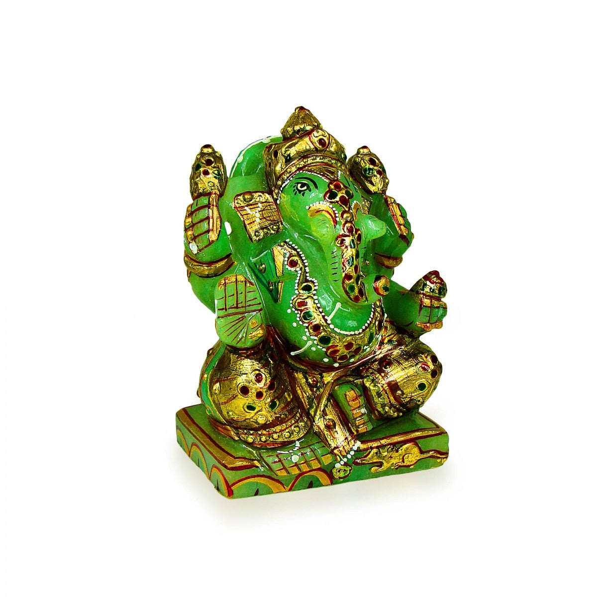 God Idols Green Jade Stone Lord Ganesha Idol Image 1