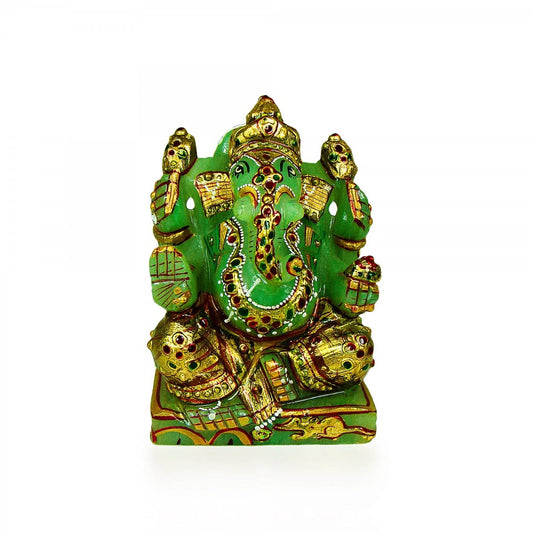 God Idols Green Jade Stone Lord Ganesha Idol
