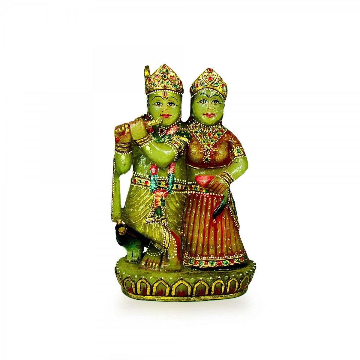 God Idols Green Jade Stone Radhe Krishna Idol Image 2