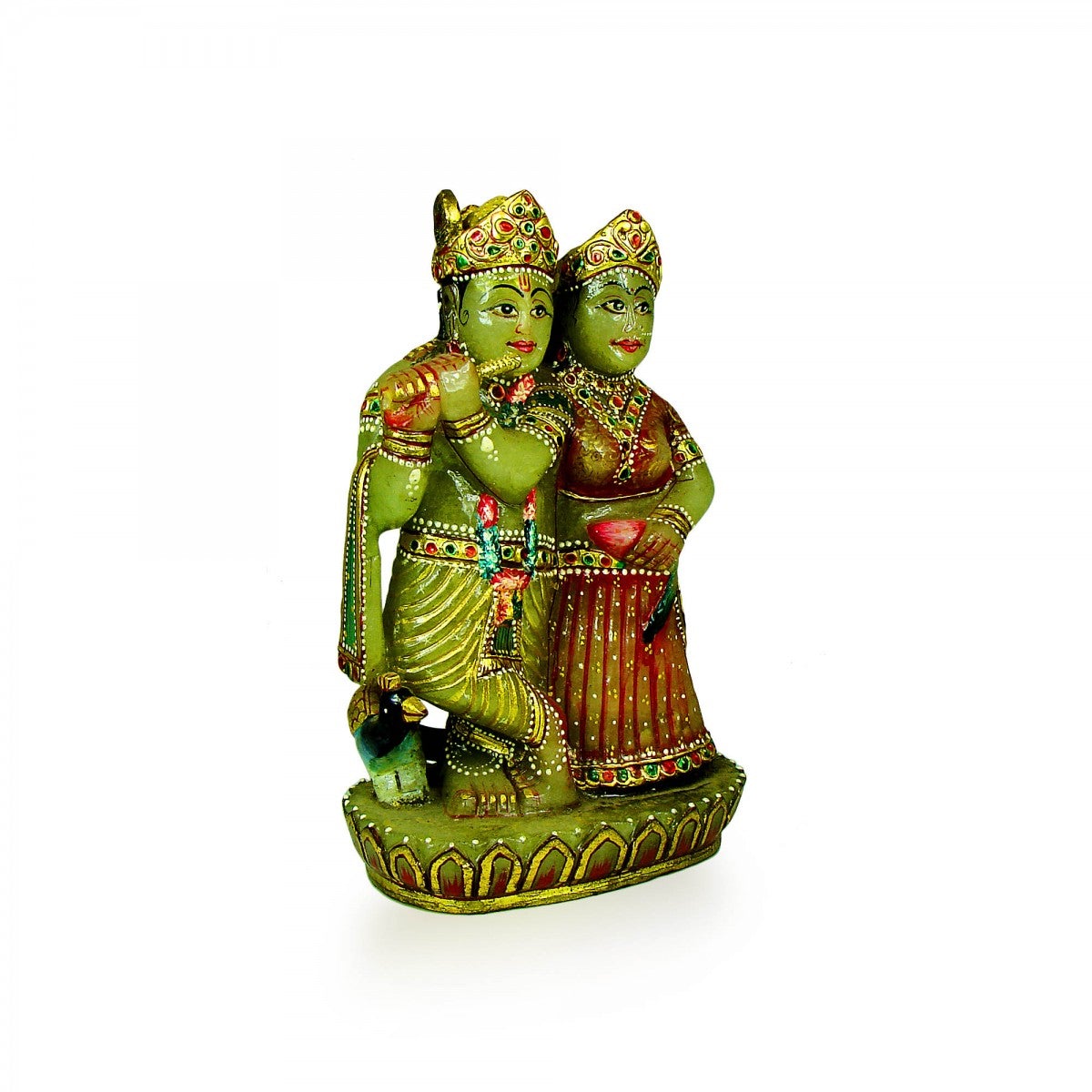 God Idols Green Jade Stone Radhe Krishna Idol