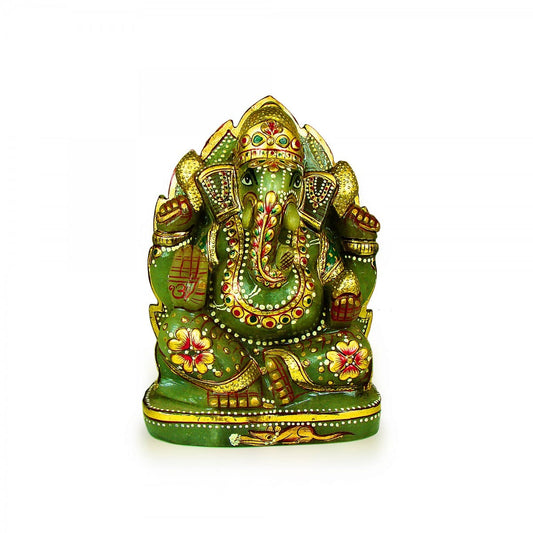 God Idols Idol of Lord Ganeshaa Made with Green Jade Stone Image 1