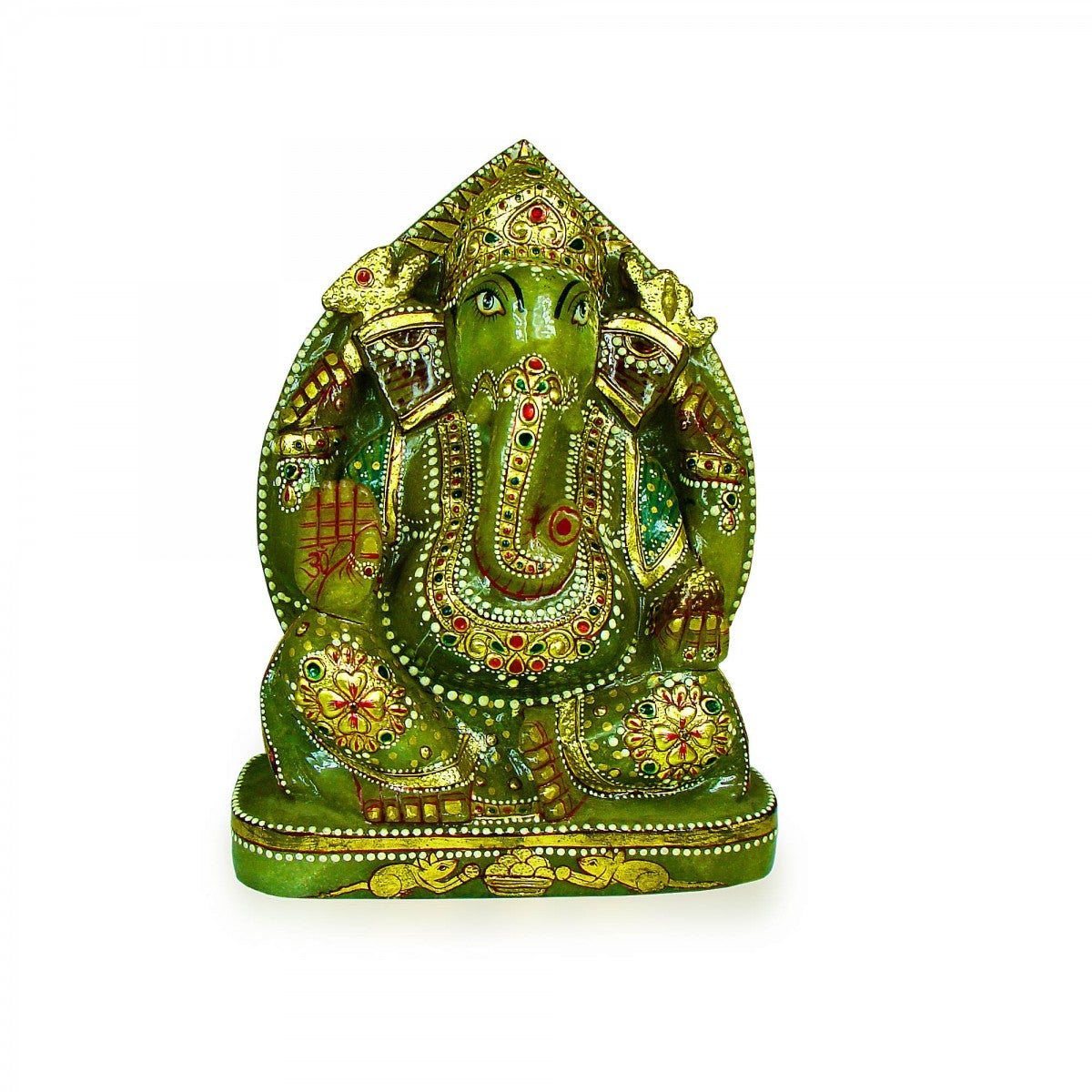 God Idols Lord Ganesha’s Green Jade Stone Idol Image 1