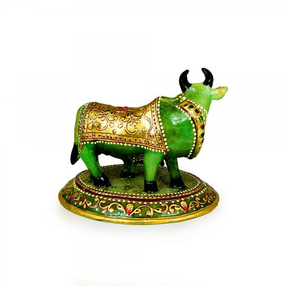 God Idols The Cow & Calf Idol made with Green Jade Stone Image 2