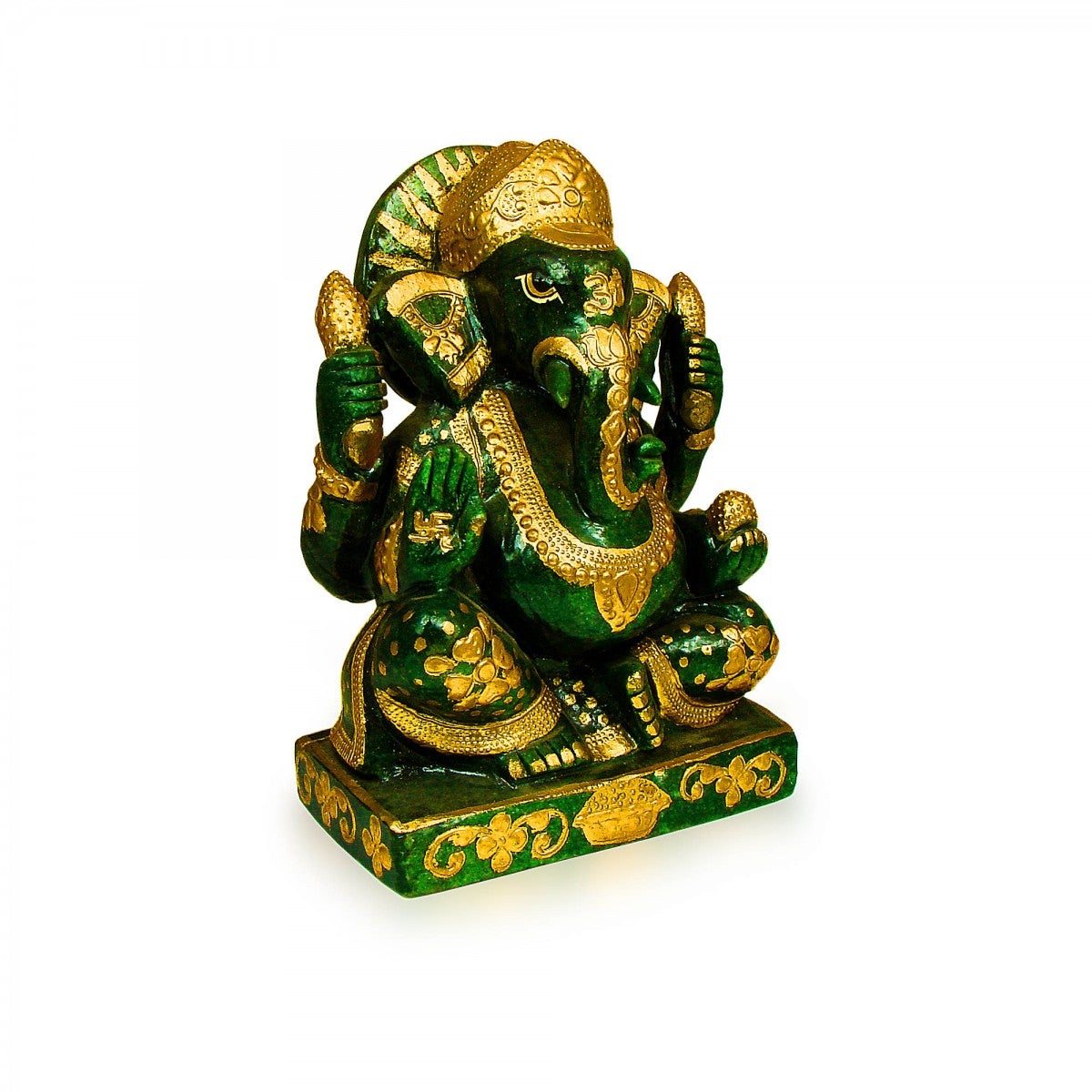 God Idols The Marvelous Green Jade Stoned Lord Ganesha Idol Image 1