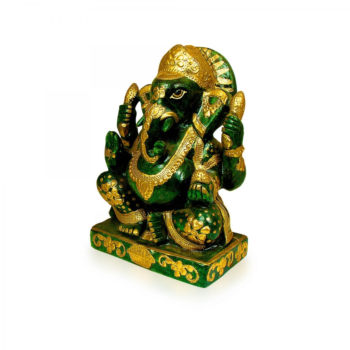 God Idols The Marvelous Green Jade Stoned Lord Ganesha Idol Image 2