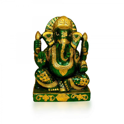 God Idols The Marvelous Green Jade Stoned Lord Ganesha Idol