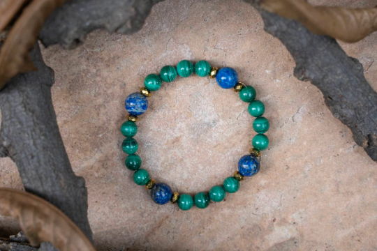 Green Malachite Beaded Bracelet with Sodalite