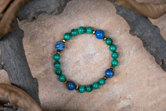 Green Malachite Beaded Bracelet with Sodalite