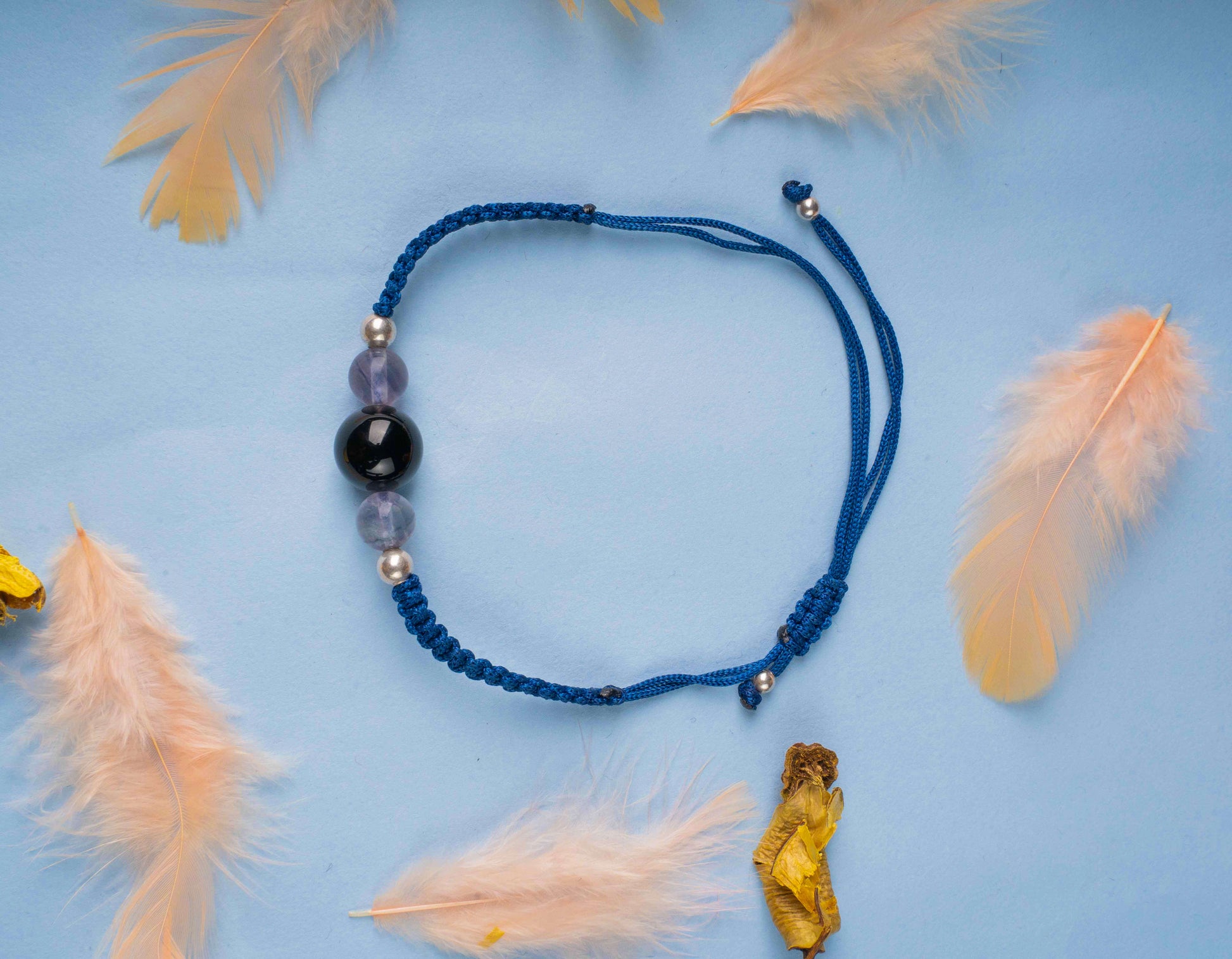 Handmade Black Beaded Blue Bracelet 2
