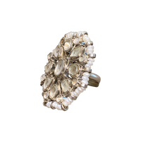 Flower-Patterned Silver Ring