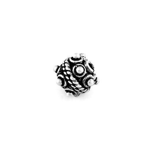 Rope Textured Silver Bali Bead