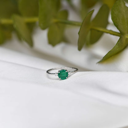 Silver CS Rings Circle Emerald Ring Image 1
